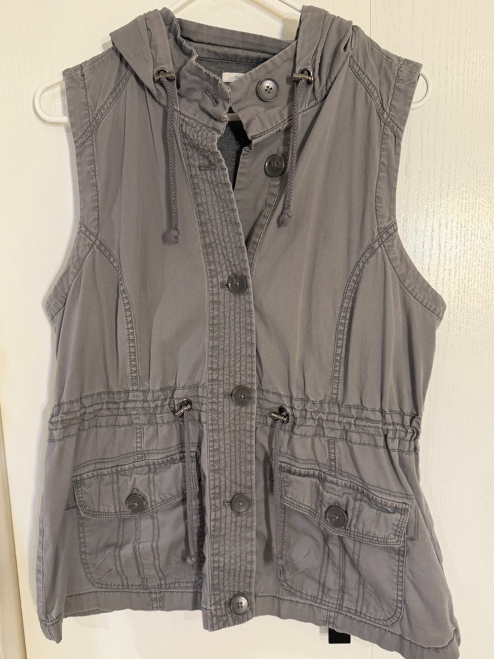 Women's Sleeveless Hooded Vest - Gray